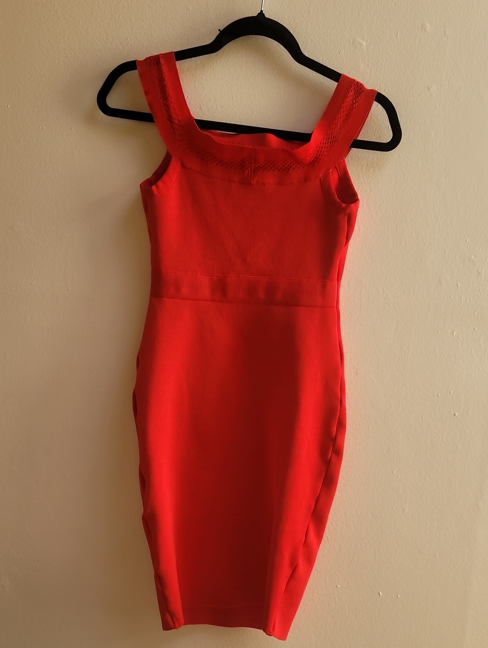 WOW couture Red Square-Neck Midi Sheath Dress